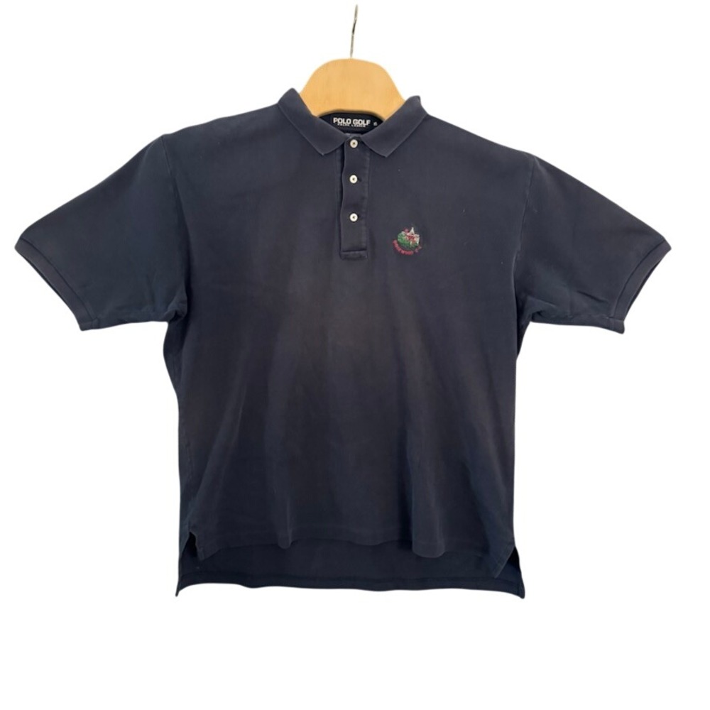 Polo Golf Ralph Lauren Mens XL Navy Blue Ridgewood DC Crest Polo Shirt Cotton